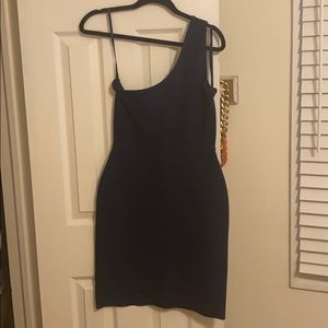 BCBGmaxazria Navy blue one shoulder body con dress